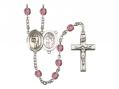  St. Sebastian/Archery Centre w/Fire Polished Bead Rosary in 12 Colors 