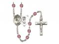  St. Christopher/Archery Centre w/Fire Polished Bead Rosary in 12 Colors 