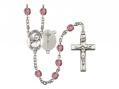  St. John Paul II Centre w/Fire Polished Bead Rosary in 12 Colors 