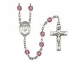  St. Damien of Molokai Centre w/Fire Polished Bead Rosary in 12 Colors 