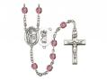  St. Christopher/Golf Centre w/Fire Polished Bead Rosary in 12 Colors 