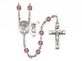  St. Christopher/Dance Centre w/Fire Polished Bead Rosary in 12 Colors 
