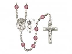  St. Sebastian/Dance Centre w/Fire Polished Bead Rosary in 12 Colors 