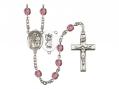  St. Christopher/Karate Centre w/Fire Polished Bead Rosary in 12 Colors 
