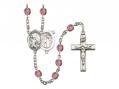  St. Sebastian/Football Centre w/Fire Polished Bead Rosary in 12 Colors 
