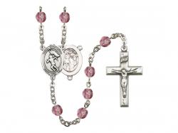  St. Sebastian/Track & Field-Women Centre w/Fire Polished Bead Rosary in 12 Colors 