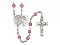  St. Sebastian/Dance Centre w/Fire Polished Bead Rosary in 12 Colors 