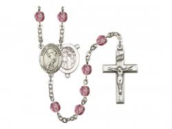  St. Sebastian/Lacrosse Centre w/Fire Polished Bead Rosary in 12 Colors 