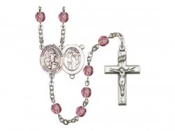  St. Sebastian/Soccer-Women Centre w/Fire Polished Bead Rosary in 12 Colors 