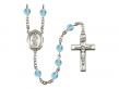  St. Barbara Centre w/Fire Polished Bead Rosary in 12 Colors 