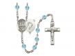  St. Centre George/Paratrooper w/Fire Polished Bead Rosary in 12 Colors 