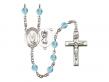  St. Christopher/Gymnastics Centre w/Fire Polished Bead Rosary in 12 Colors 
