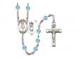  ST. Christopher/Dance Centre w/Fire Polished Bead Rosary in 12 Colors 