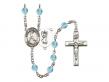  St. Christopher/Baseball Centre w/Fire Polished Bead Rosary in 12 Colors 