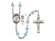  St. Christopher/Tennis Centre w/Fire Polished Bead Rosary in 12 Colors 
