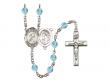  St. Sebastian/Soccer Centre w/Fire Polished Bead Rosary in 12 Colors 