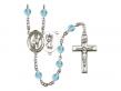  St. Christopher/Rodeo Centre w/Fire Polished Bead Rosary in 12 Colors 