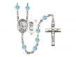  St. Christopher/Soccer Centre w/Fire Polished Bead Rosary in 12 Colors 