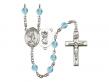  St. Christopher/Track & Field-Men Centre w/Fire Polished Bead Rosary in 12 Colors 