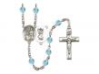  St. Christopher/Karate Centre w/Fire Polished Bead Rosary in 12 Colors 