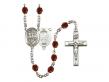  St. George/National Guard Centre w/Fire Polished Bead Rosary in 12 Colors 
