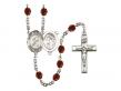  St. Sebastian/Soccer Centre w/Fire Polished Bead Rosary in 12 Colors 