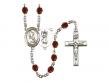  St. Christopher/Rugby Centre w/Fire Polished Bead Rosary in 12 Colors 