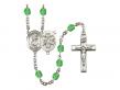  St. Christopher/EMT Centre w/Fire Polished Bead Rosary in 12 Colors 