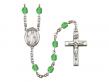  St. Justin Centre w/Fire Polished Bead Rosary in 12 Colors 