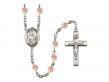  St. Camillus of Lellis Centre w/Fire Polished Bead Rosary in 12 Colors 