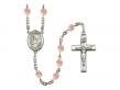  St. Clare of Assisi Centre w/Fire Polished Bead Rosary in 12 Colors 