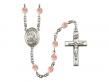  St. Gerard Majella Centre w/Fire Polished Bead Rosary in 12 Colors 
