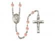  St. Jason Centre w/Fire Polished Bead Rosary in 12 Colors 
