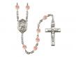  St. Sarah Centre w/Fire Polished Bead Rosary in 12 Colors 