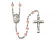  St. Thomas Aquinas Centre w/Fire Polished Bead Rosary in 12 Colors 
