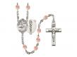  St. Cosmas & Damian/Doctors Centre w/Fire Polished Bead Rosary in 12 Colors 
