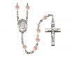  St. Vincent de Paul Centre w/Fire Polished Bead Rosary in 12 Colors 