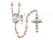  St. Christopher/Figure Skating Centre w/Fire Polished Bead Rosary in 12 Colors 