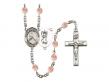  St. Christopher/Ice Hockey Centre w/Fire Polished Bead Rosary in 12 Colors 