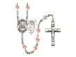  St. Sebastian/Swimming Centre w/Fire Polished Bead Rosary in 12 Colors 