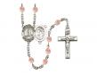  St. Sebastian/Skiing Centre w/Fire Polished Bead Rosary in 12 Colors 