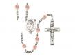  St. Sebastian/Softball Centre w/Fire Polished Bead Rosary in 12 Colors 