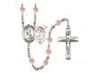  St. Sebastian/Rugby Centre w/Fire Polished Bead Rosary in 12 Colors 