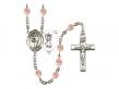  St. Christopher/Archery Centre w/Fire Polished Bead Rosary in 12 Colors 