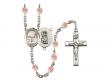  St. Christopher/Fishing Centre w/Fire Polished Bead Rosary in 12 Colors 