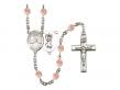  St. Christopher/Water Polo Women Centre w/Fire Polished Bead Rosary in 12 Colors 