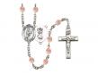  St. Christopher/Softball Centre w/Fire Polished Bead Rosary in 12 Colors 