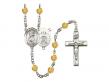  St. Christopher/Air Force Centre w/Fire Polished Bead Rosary in 12 Colors 