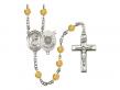  St. Christopher/Coast Guard Centre w/Fire Polished Bead Rosary in 12 Colors 