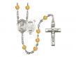  St. Christopher/National Guard Centre w/Fire Polished Bead Rosary in 12 Colors 